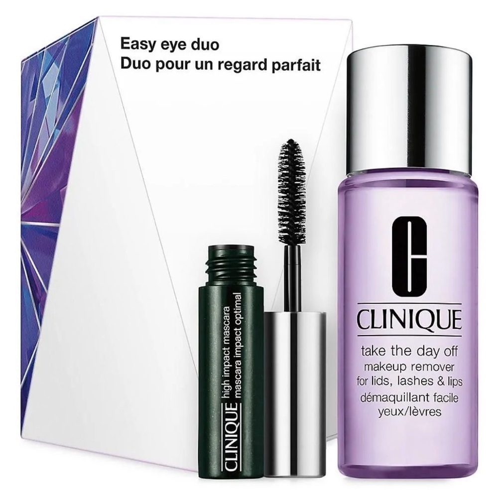 Clinique High Impact Mascara and Makeup Remover Set - Black and Purple